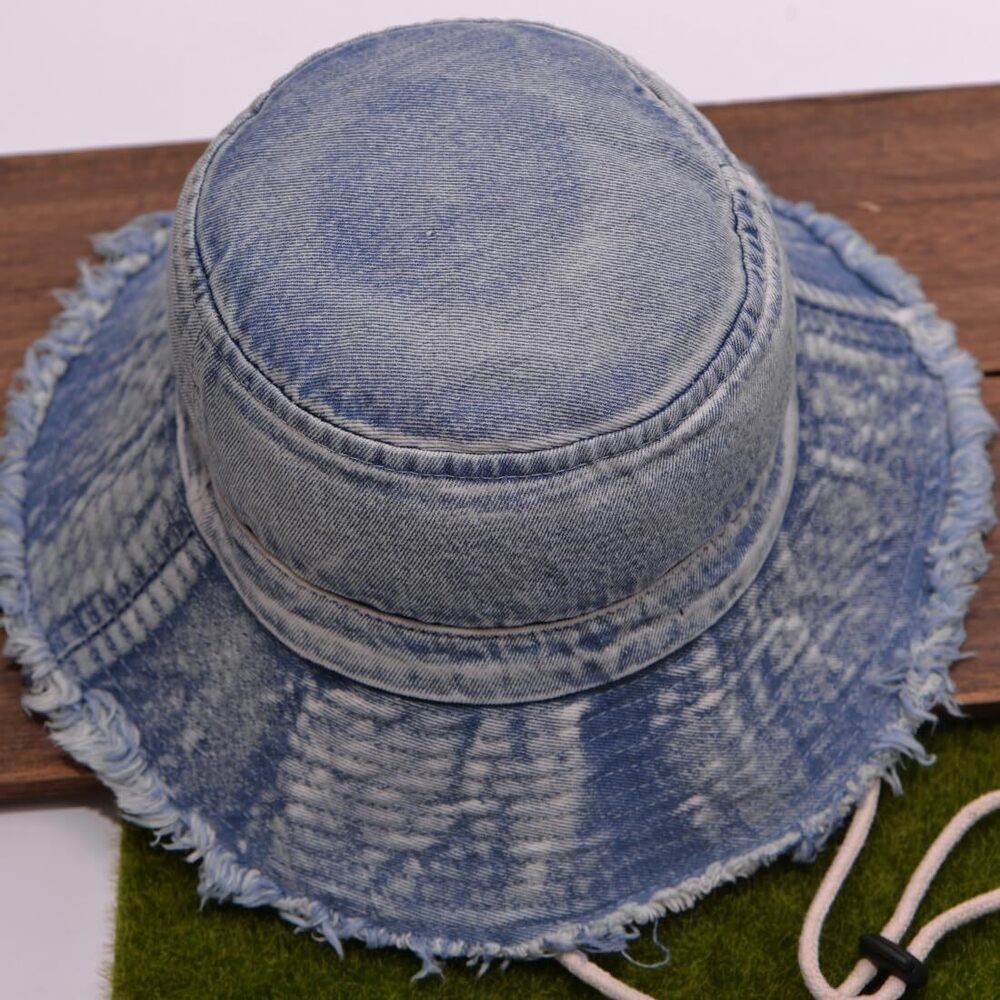 2150 Fashion Cotton Denim Distressed Bucket Hat, Sun Hat, Hat and BLU27 - Picture 4 of 9